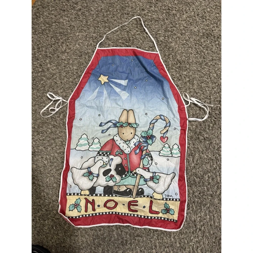 Daisy Kingdom Christmas‎ Bunny Noel Children's Apron Vintage VTG Nina Goose Star